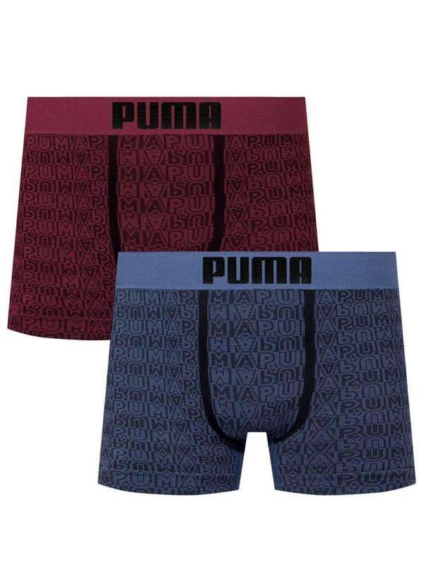 Puma - Kit 2 Cuecas Boxer Puma sem Costura Masculina Azul