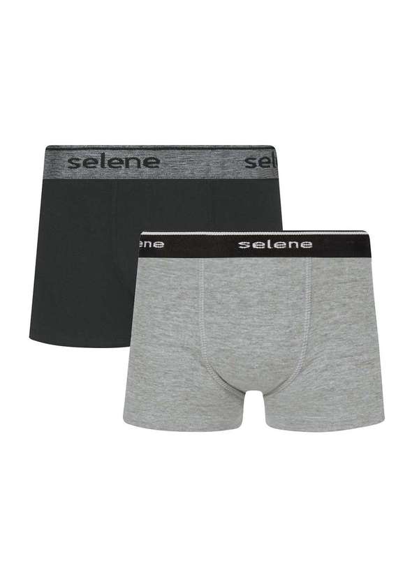 Selene - Kit 2 Cuecas Boxer Selene Algodão Infantil Preto