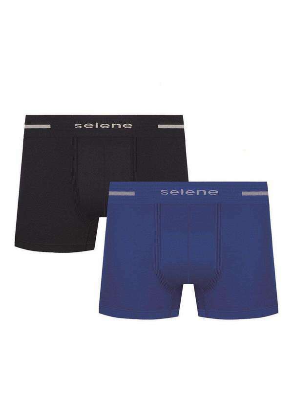 Selene - Kit 2 Cuecas Boxer Selene sem Costura Masculina Preto