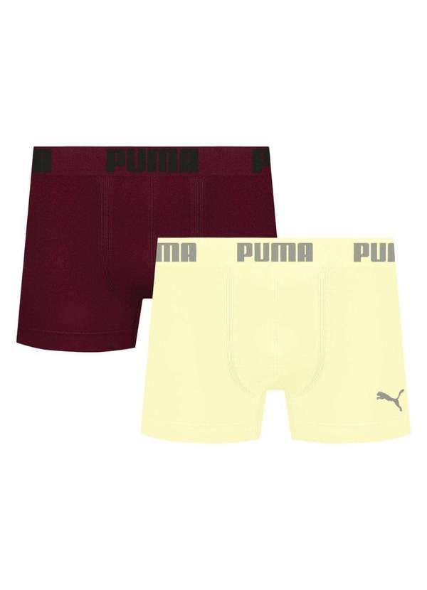 Puma - Kit 2 Cuecas Puma Boxer sem Costura Masculina Amarelo