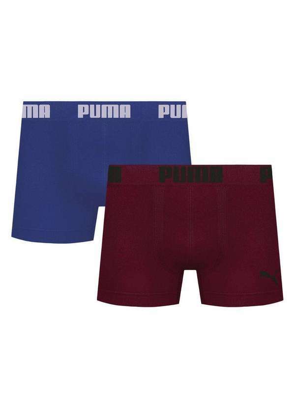 Puma - Kit 2 Cuecas Puma Boxer sem Costura Masculina Vermelho