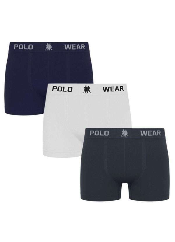 Polo Wear - Kit 3 Cuecas Boxer Polo Wear Masculina Azul