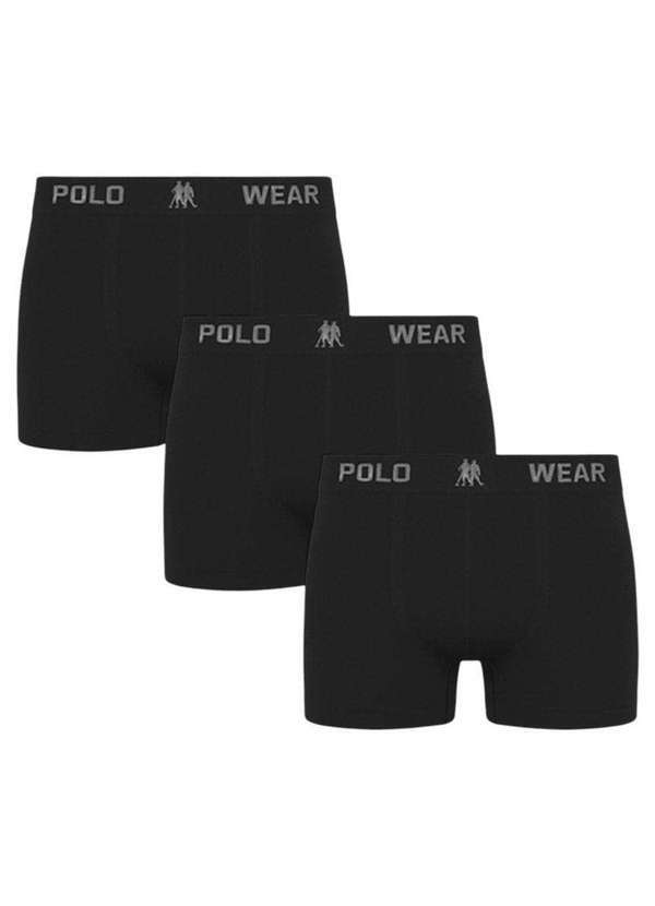 Polo Wear - Kit 3 Cuecas Boxer Polo Wear Masculina Preto