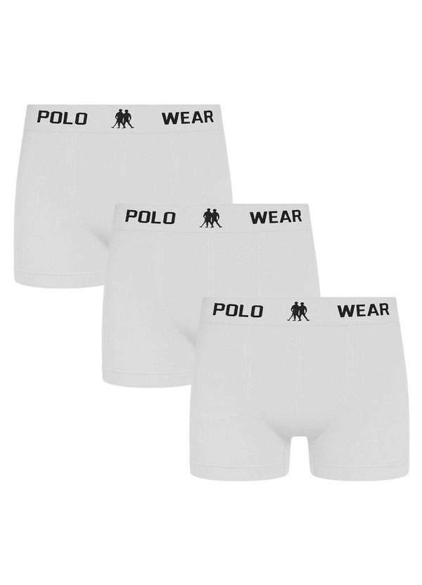 Polo Wear - Kit 3 Cuecas Boxer Polo Wear Masculina Branco