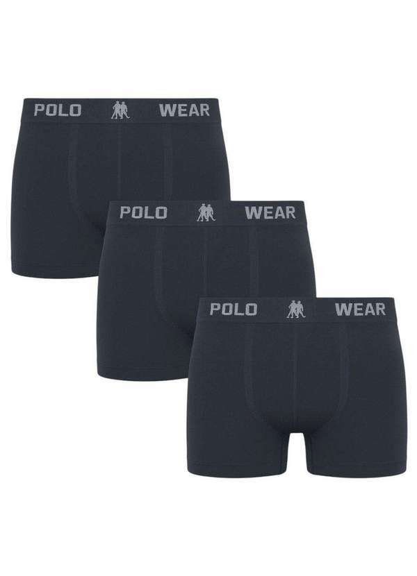 Polo Wear - Kit 3 Cuecas Boxer Polo Wear Masculina Cinza