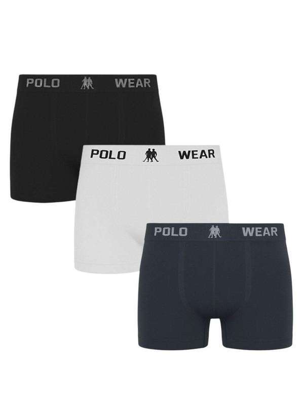Polo Wear - Kit 3 Cuecas Boxer Polo Wear Masculina Preto