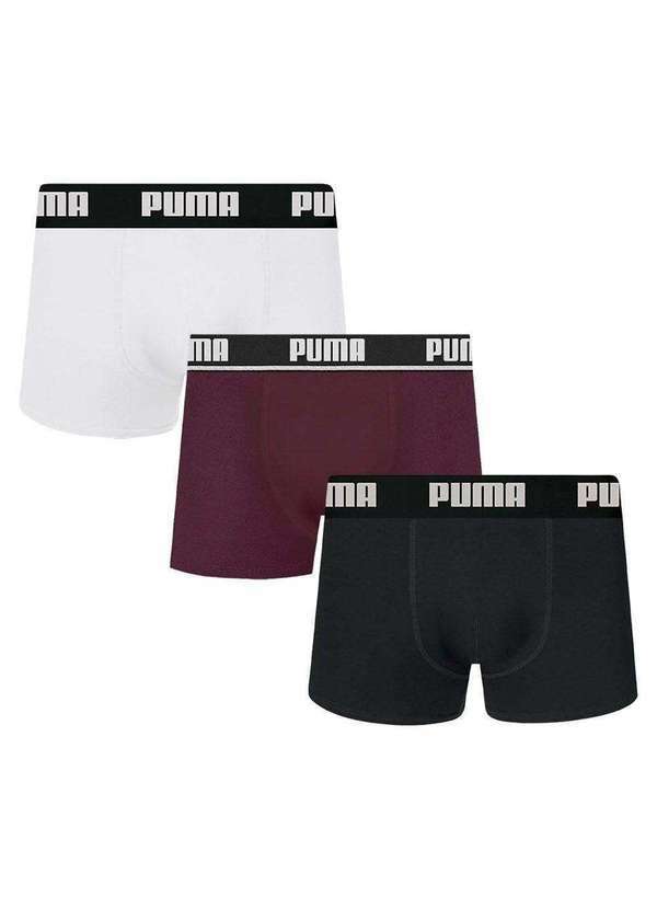Puma - Kit 3 Cuecas Boxer Puma Cotton Masculina Branco