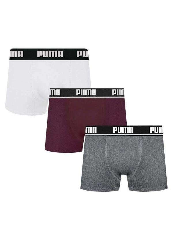 Puma - Kit 3 Cuecas Boxer Puma Cotton Masculina Branco