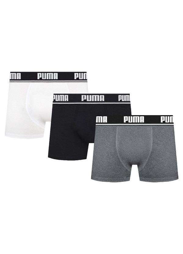 Puma - Kit 3 Cuecas Boxer Puma Cotton Masculina Branco