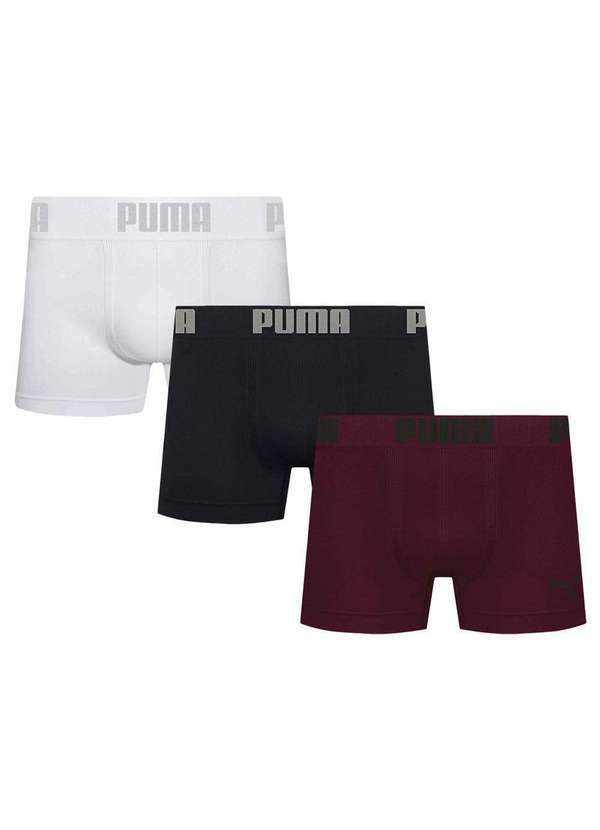 Puma - Kit 3 Cuecas Boxer Puma sem Costura Masculina Kit 3 Cuecas Boxer Puma Masculina