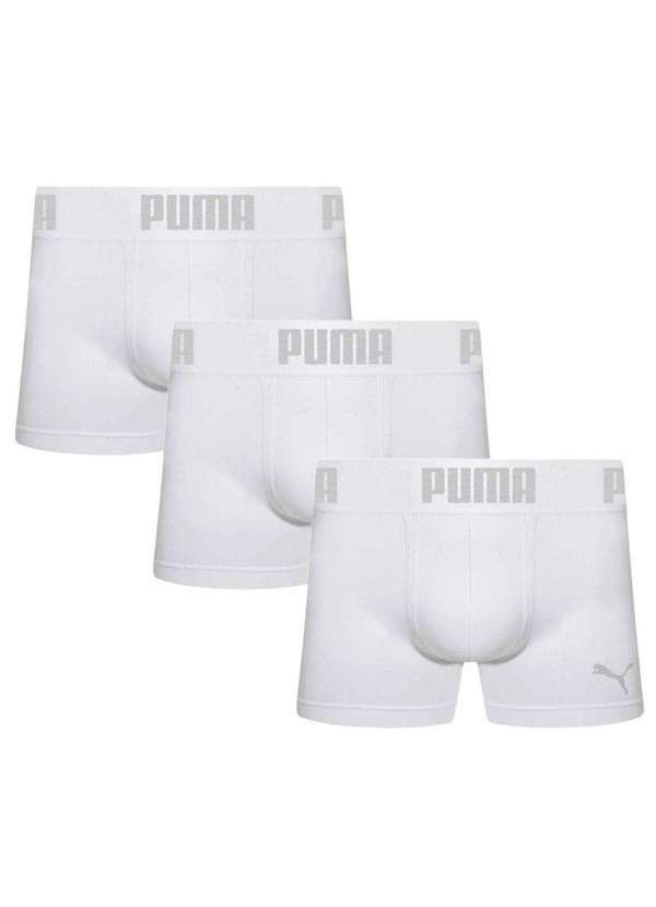Puma - Kit 3 Cuecas Boxer Puma sem Costura Masculina Branco
