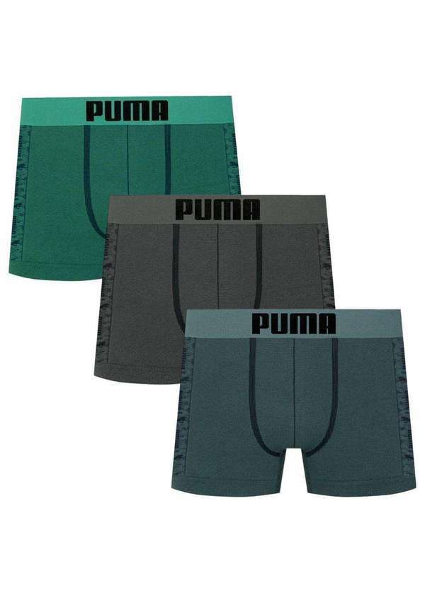 Puma - Kit 3 Cuecas Boxer Puma sem Costura Masculina Cinza