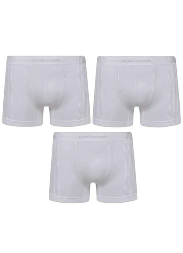Selene - Kit 3 Cuecas Boxer Selene sem Costura Masculino - Branco Branco