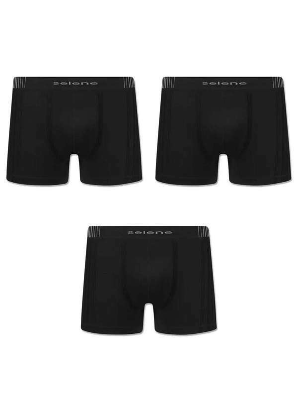 Selene - Kit 3 Cuecas Boxer Selene sem Costura Tamanho Especial Masculino Preto