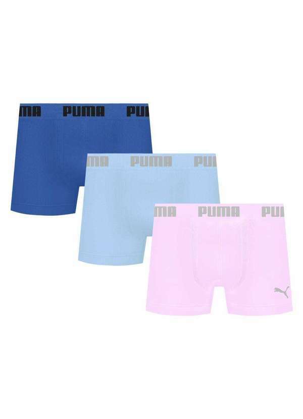 Puma - Kit 3 Cuecas Puma Boxer sem Costura Masculina Azul