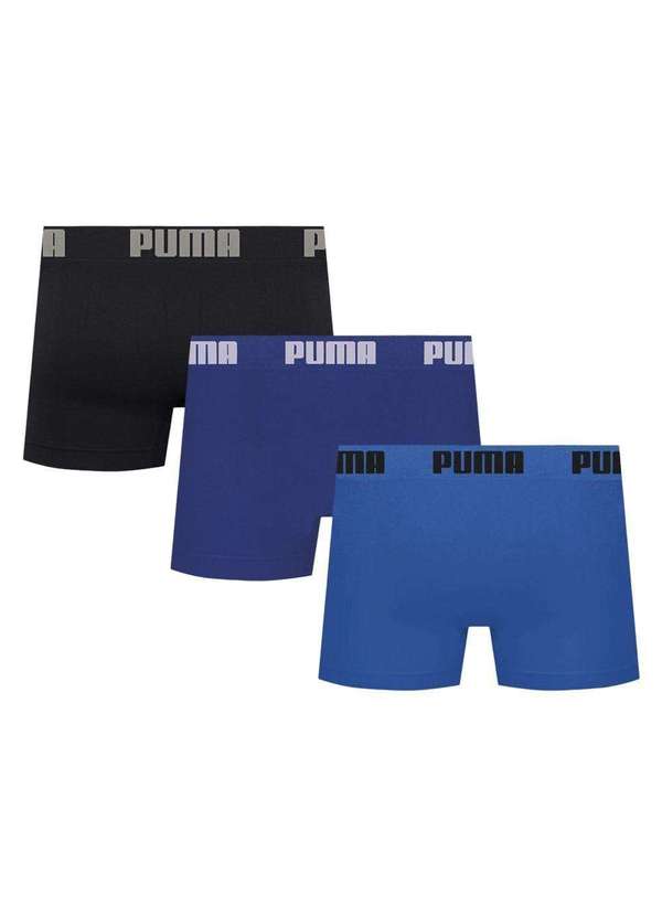 Puma - Kit 3 Cuecas Puma Boxer sem Costura Masculina Azul 2