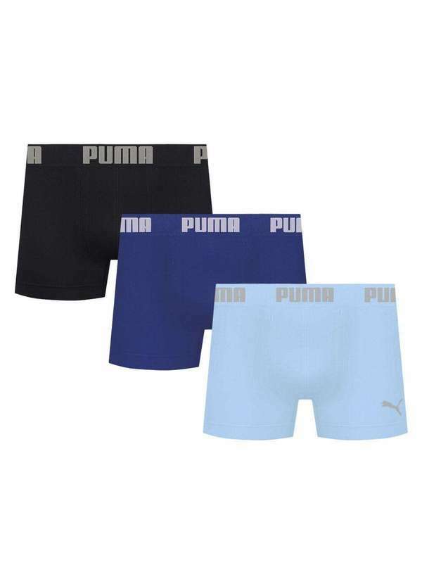 Puma - Kit 3 Cuecas Puma Boxer sem Costura Masculina Multicores
