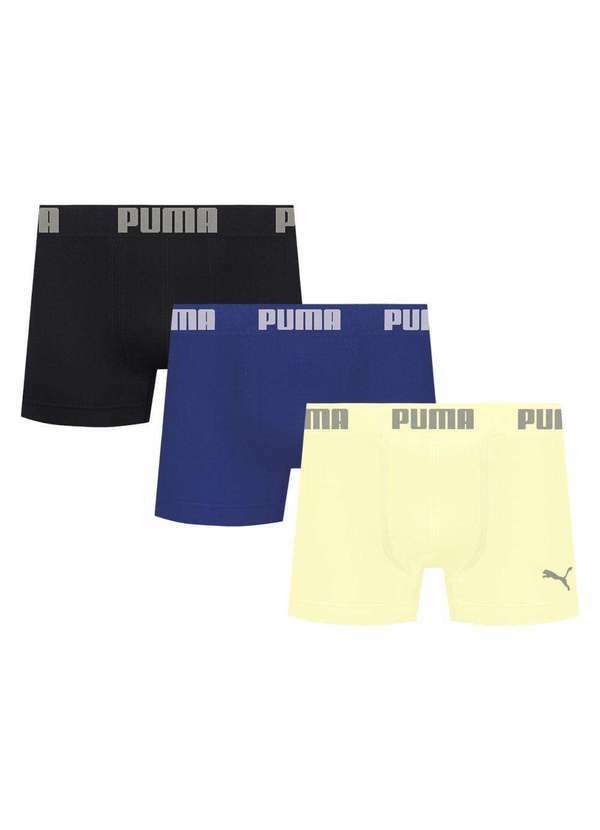 Puma - Kit 3 Cuecas Puma Boxer sem Costura Masculina Multicores
