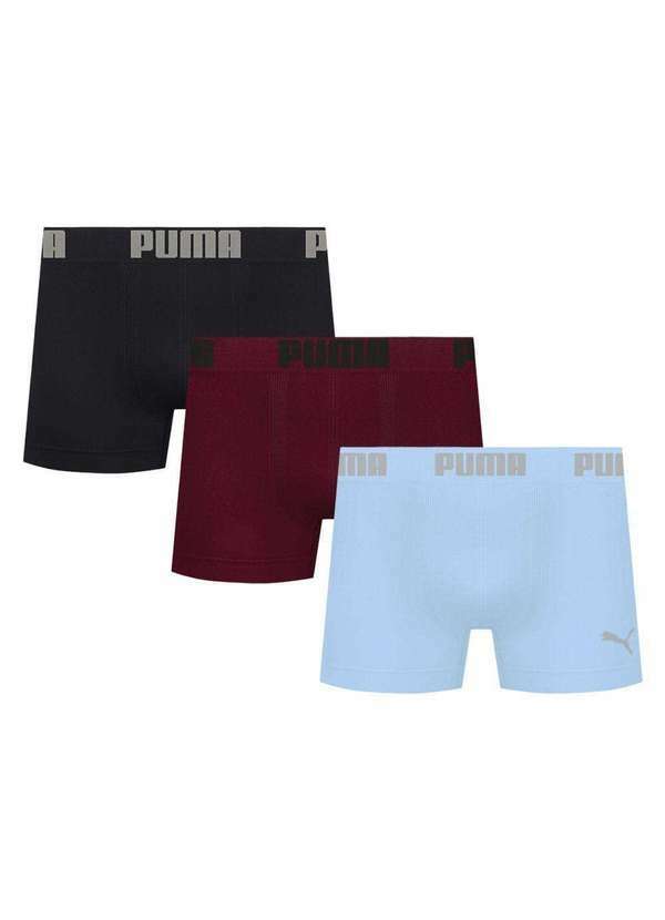 Puma - Kit 3 Cuecas Puma Boxer sem Costura Masculina Multicores
