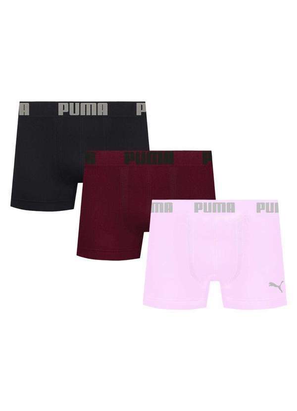 Puma - Kit 3 Cuecas Puma Boxer sem Costura Masculina Multicores
