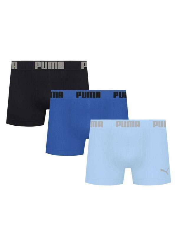 Puma - Kit 3 Cuecas Puma Boxer sem Costura Masculina Multicores