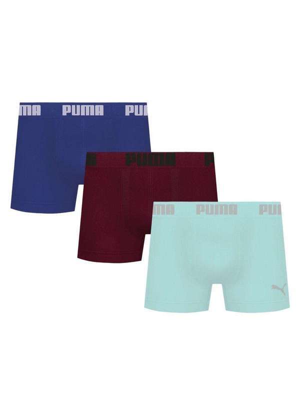 Puma - Kit 3 Cuecas Puma Boxer sem Costura Masculina Vermelho
