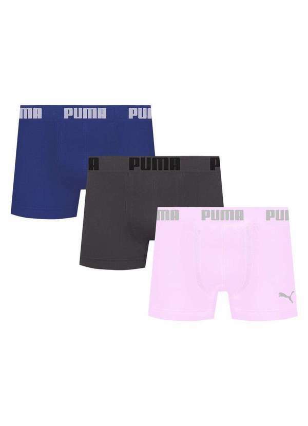 Puma - Kit 3 Cuecas Puma Boxer sem Costura Masculina Multicores