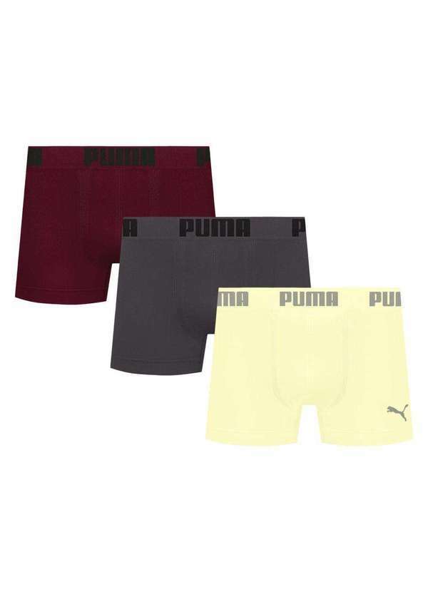 Puma - Kit 3 Cuecas Puma Boxer sem Costura Masculina Multicores