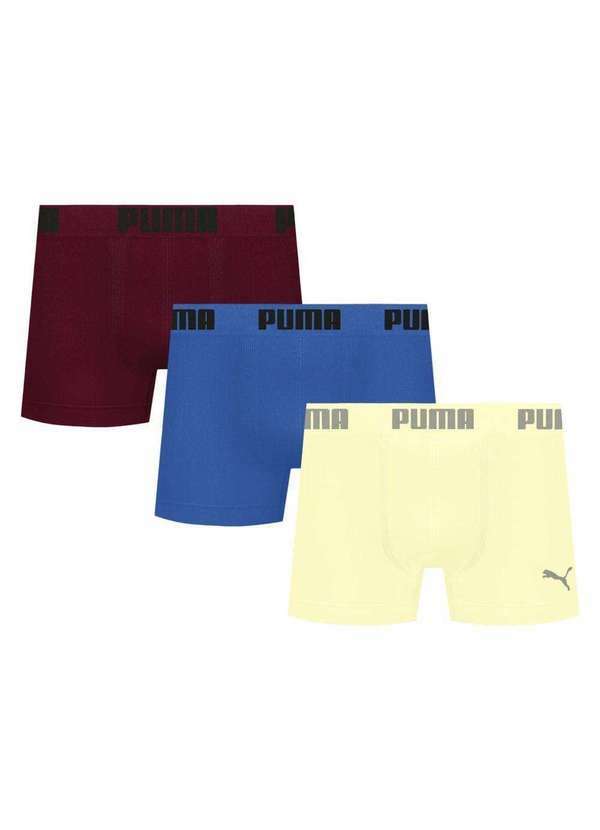 Puma - Kit 3 Cuecas Puma Boxer sem Costura Masculina Multicores