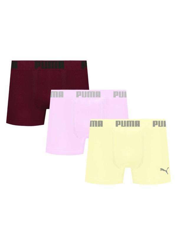 Puma - Kit 3 Cuecas Puma Boxer sem Costura Masculina Multicores