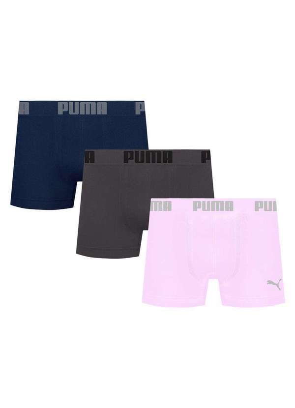 Puma - Kit 3 Cuecas Puma Boxer sem Costura Masculina Multicores