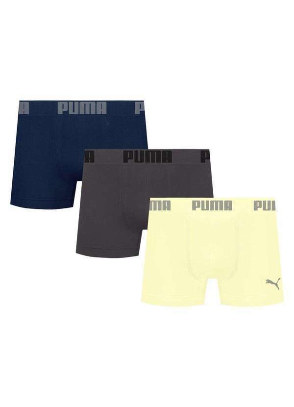 Puma - Kit 3 Cuecas Puma Boxer sem Costura Masculina Multicores