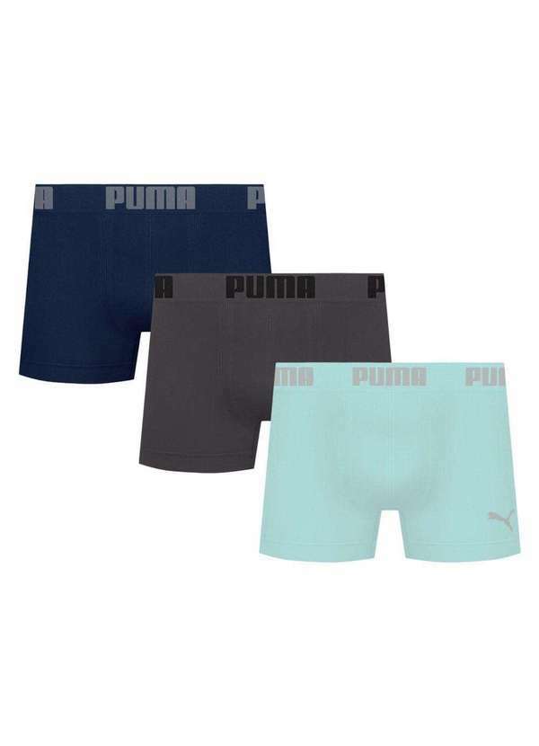 Puma - Kit 3 Cuecas Puma Boxer sem Costura Masculina Multicores