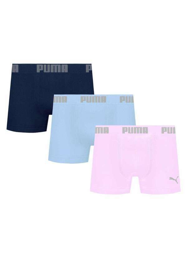 Puma - Kit 3 Cuecas Puma Boxer sem Costura Masculina Multicores