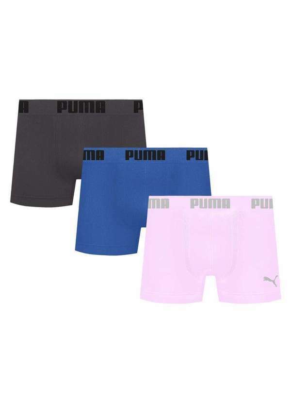 Puma - Kit 3 Cuecas Puma Boxer sem Costura Masculina Multicores