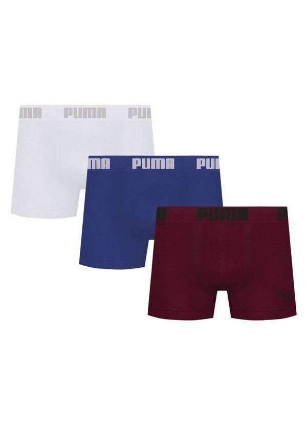 Puma - Kit 3 Cuecas Puma Boxer sem Costura Masculina Multicores