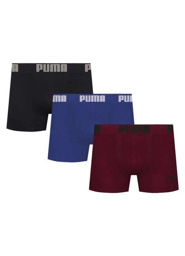 Puma - Kit 3 Cuecas Puma Boxer sem Costura Masculina Multicores