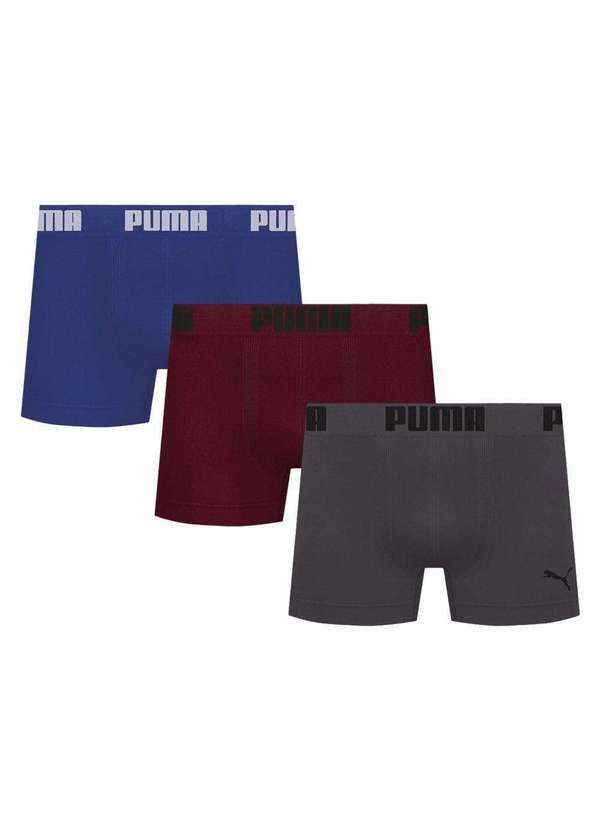 Puma - Kit 3 Cuecas Puma Boxer sem Costura Masculina Multicores