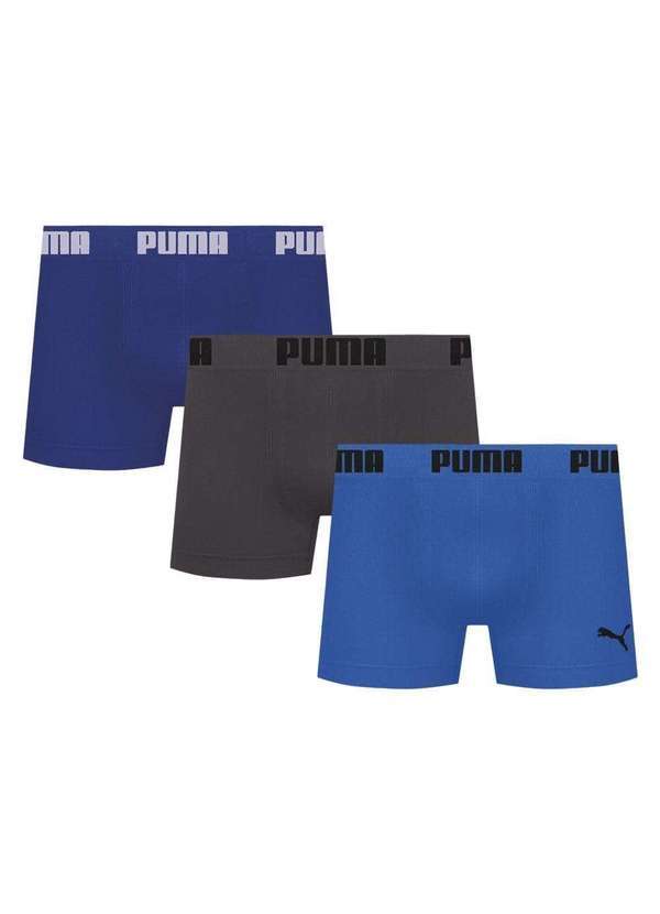 Puma - Kit 3 Cuecas Puma Boxer sem Costura Masculina Multicores