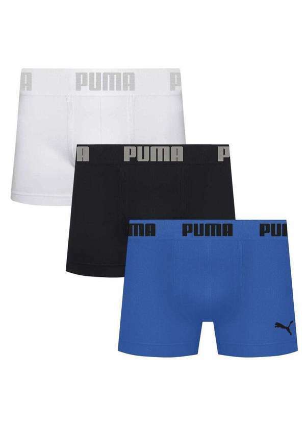 Puma - Kit 3 Cuecas Puma Boxer sem Custura Masculina Branco