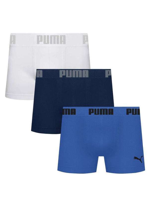 Puma - Kit 3 Cuecas Puma Boxer sem Custura Masculina Branco