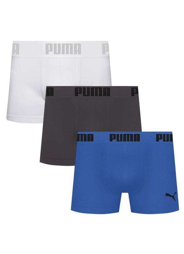Puma - Kit 3 Cuecas Puma Boxer sem Custura Masculina Branco