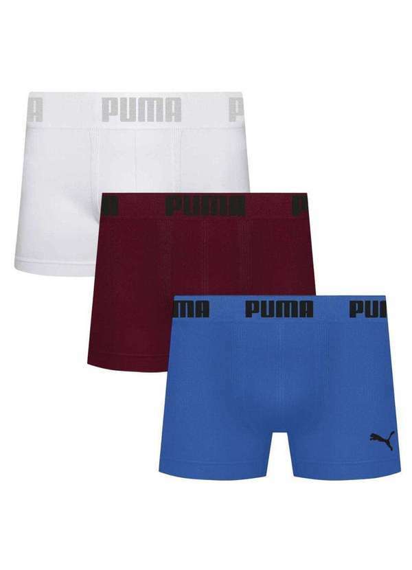 Puma - Kit 3 Cuecas Puma Boxer sem Custura Masculina Vermelho