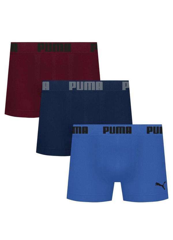 Puma - Kit 3 Cuecas Puma Boxer sem Custura Masculina Vermelho