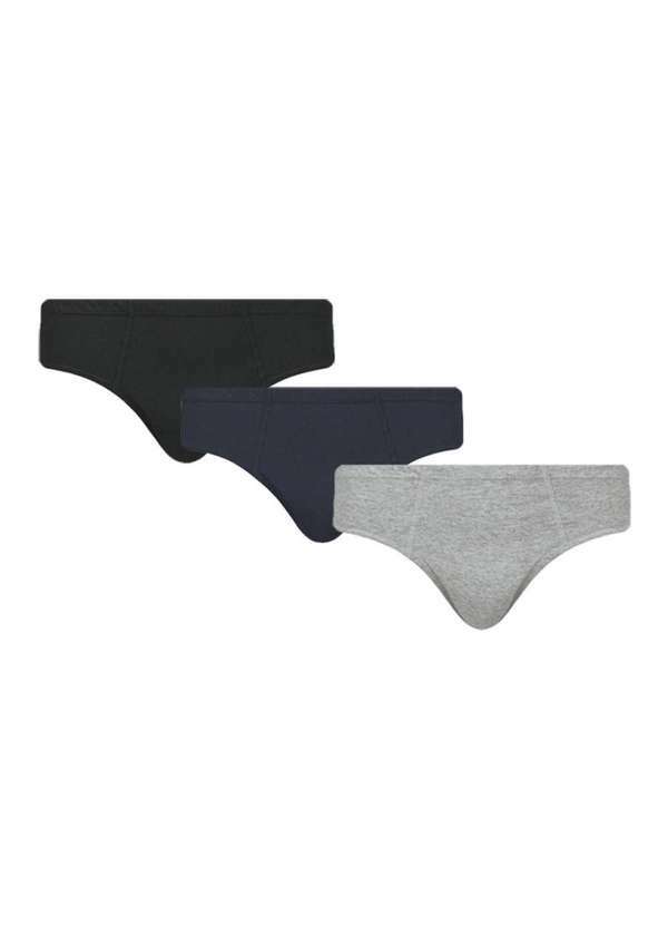 Selene - Kit 3 Cuecas Slip Selene Algodão Masculino Preto