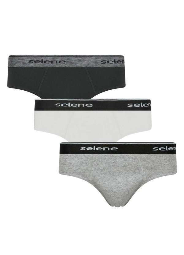 Selene - Kit 3 Cuecas Slip Selene Masculina Preto