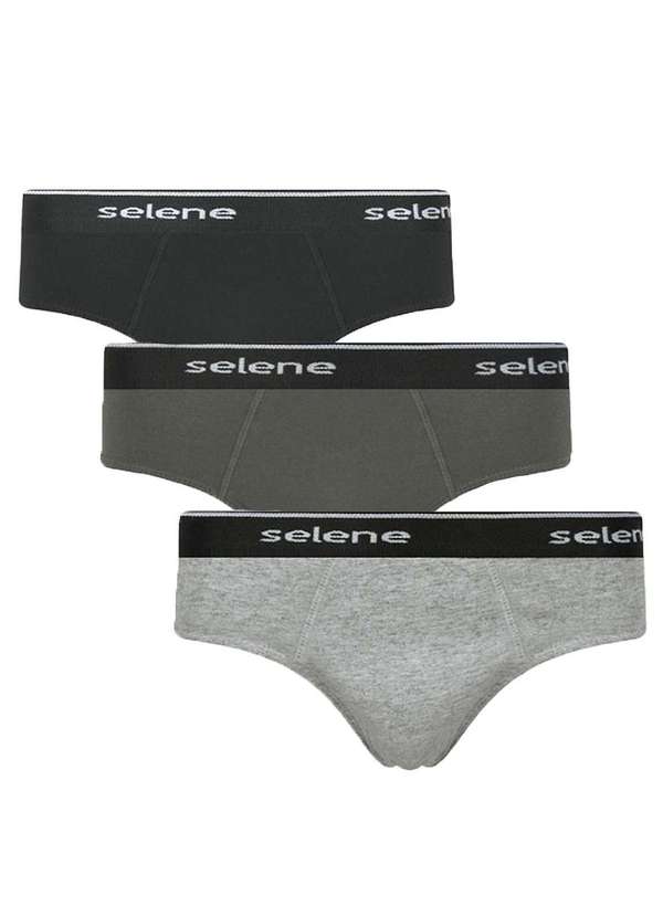 Selene - Kit 3 Cuecas Slip Selene Preto