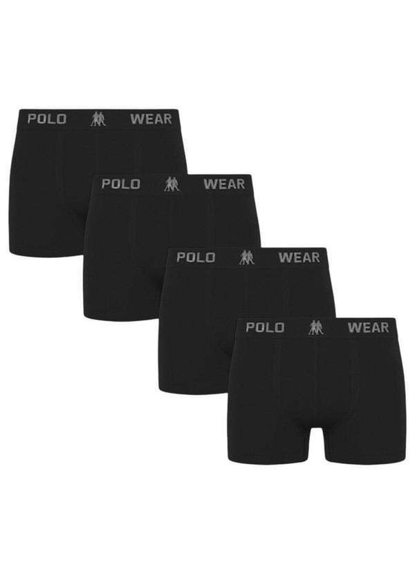 Polo Wear - Kit 4 Cuecas Boxer Polo Wear Masculina Preto