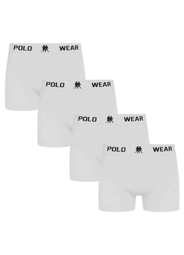 Polo Wear - Kit 4 Cuecas Boxer Polo Wear Masculina Branco