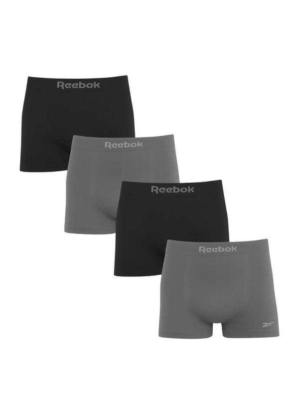 Reebok - Kit 4 Cuecas Boxer Reebok sem Costura Masculina Cinza